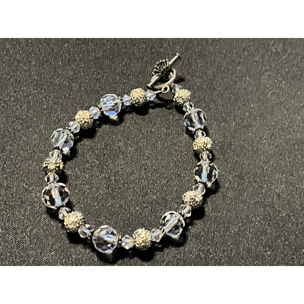 925 Toggle Clasp Faceted Crystal 925 Spacers Bracelet Size 7